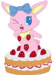  accessory alpha_channel anthro bow_(feature) bow_accessory bow_ribbon cake centered_hair_bow cotton_tail dessert female food fruit fur gesture hair_accessory hair_ribbon hairbow hand_gesture hi_res jewelpet lagomorph leporid luna_(jewelpet) mammal masterlinkx neck_tuft one_eye_closed pink_body pink_fur plant rabbit ribbons sanrio sega sega_fave semi-anthro solo strawberry strawberry_bra strawberry_cake strawberry_panties tuft v_sign wink young 