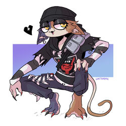  &gt;:3 1:1 2022 3_toes 4_fingers :3 absurd_res alternative_fashion anthro artist_name bandolier barefoot beanie black_beanie black_body black_clothing black_eyeshadow black_fur black_hat black_headwear black_heart black_hoodie black_topwear bottomwear broken_heart brown_body brown_fur calico_cat cel_shading cellphone claws clothing colored_claws colored_nails colored_toenails countershade_feet countershading crouching denim denim_bottomwear denim_clothing domestic_cat ear_piercing electronics emo epic_games eyeshadow feet felid feline felis female finger_claws fingers fish_hook fish_hook_piercing fortnite full-length_portrait fur half-closed_eyes hand_on_knee hand_on_leg hat headgear headwear hi_res hoodie hook jeans jewelry logishere long_sleeves looking_at_viewer makeup mammal meow_skulls_(fortnite) mottled multicolored_body multicolored_claws multicolored_fur nails narrowed_eyes necklace noseless open_:3 pants paws phone piebald piercing plantigrade portrait print_clothing print_hoodie print_topwear punk red_claws sardine_tin shaded shirt simple_background smartphone solo spread_toes striped_sleeves toe_claws toenails toes topwear torn_bottomwear torn_clothing torn_jeans torn_pants torn_sleeves undershirt wallet_chain white_background white_body white_fur yellow_eyes 