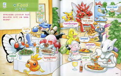  blastoise book bread butterfree croconaw curry hot_dog mewtwo mr._mime mudkip official_art omelet pikachu pizza pokemon rice_ball salad scizor sneasel spaghetti tagme torchic treecko 