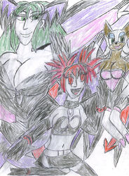  capcom darkstalkers disgaea etna eulipotyphlan hedgehog mammal morrigan nippon_ichi_software rouge sega sonic_the_hedgehog_(series) traditional_media_(artwork) 