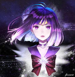  bad_id bad_pixiv_id bishoujo_senshi_sailor_moon bob_cut bow briska brooch brown_bow choker circlet earrings expressionless female jewelry lips looking_at_viewer magical_girl photoshop_(medium) purple_eyes purple_hair purple_sailor_collar sailor_collar sailor_saturn sailor_senshi_uniform short_hair signature solo star_(symbol) star_brooch star_choker tomoe_hotaru upper_body 