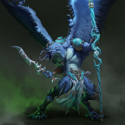  1:1 anthro armor avian avian_feet beak belly bird blade blue_armor blue_body blue_feathers blue_skin bottomwear chaos_daemon claws clothed clothing daemon_of_tzeentch demon digitigrade feathers feet gem jewelry loincloth lord_of_change male medallion melee_weapon multi_eye multi_tongue necklace official_art open_mouth pauldron pose purple_tongue red_gem scuted_feet scutes silver_(metal) silver_armor solo spikes spikes_(anatomy) staff sword talons toes tongue topless unknown_artist warhammer_(franchise) weapon white_belly white_body white_clothing white_skin wing_spikes wings yellow_eyes 