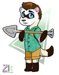  animal_crossing anthro clothed clothing domestic_ferret hi_res kelchan male mammal mustelid musteline nintendo solo true_musteline weasel zombikiss 