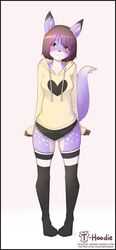  anthro black_border blush border bottomwear canid canine clothed clothing female fox hi_res hoodie hoodie_(artist) leggings legwear mammal reflex reflex_(yuruyui) skirt solo sweater topwear 