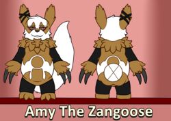  amy_the_zangoose anthro claws clothing digital_media_(artwork) fakemon fan_character female fluffy full-length_portrait fur generation_3_pokemon hi_res markings model_sheet nintendo pokemon pokemon_(species) portrait solo white_body white_fur wildwolfproduction zangoose 