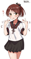  bad_id bad_twitter_id black_sailor_collar black_skirt brown_eyes brown_hair commentary_request cowboy_shot dated facing_viewer female kantai_collection looking_to_the_side meguru_(megurunn) one-hour_drawing_challenge pleated_skirt ponytail sailor_collar school_uniform serafuku shikinami_(kancolle) shikinami_kai_ni_(kancolle) short_hair simple_background skirt solo standing translation_request twitter_username white_background 