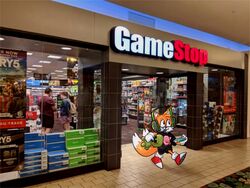  4:3 alternate_costume anthro blue_eyes canid canine controller creeper_(minecraft) doll electronics english_text far_cry far_cry_5 fox fur game_controller gamestop headphones hi_res kirby kirby_(series) lariedale mammal meme microsoft minecraft mojang nintendo photo_background photography_(artwork) plushie sega shopping smile sonic_characters_walking_into_stores sonic_the_hedgehog_(series) store tails text ubisoft white_body white_fur xbox_game_studios yellow_body yellow_fur 