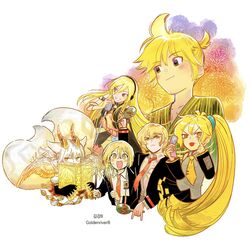  2boys 4girls akanbe akita_neru alternate_costume animal_ears artist_name black_collar black_jacket black_shirt black_skirt black_sleeves blazer blonde_hair blue_eyes blush book breasts cellphone collar color_connection color_wheel_challenge commentary_request covered_mouth cropped_torso crossover detached_sleeves don_quixote_(project_moon) eyelid_pull feathered_wings fireworks flapper_shirt flip_phone glaring goldenriver8 green_eyes grey_shirt grin hair_between_eyes hair_color_connection half-closed_eyes high_ponytail holding holding_book holding_fireworks holding_instrument holding_microphone holding_microphone_stand holding_phone horns id_card ilmina_(p&amp;d) instrument jacket japanese_clothes kagamine_rin kimono korean_commentary korean_text light_frown lily_(vocaloid) limbus_company long_hair looking_at_viewer maracas medium_breasts microphone microphone_stand monster_girl multiple_boys multiple_crossover multiple_drawing_challenge multiple_girls multiple_tails necktie open_book orange_eyes phone pleated_skirt project_moon puzzle_&amp;_dragons red_necktie serious shirt short_hair short_ponytail side_ponytail sinclair_(project_moon) skirt sleeveless sleeveless_shirt sleeves_past_fingers sleeves_past_wrists smile sparkler striped_clothes striped_kimono tail tongue tongue_out tsurime v-shaped_eyebrows very_long_hair vocaloid white_hair wings yellow_eyes yellow_necktie yellow_theme 