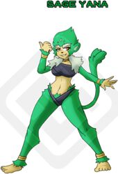  alpha_channel anklet bracelet breasts clothed clothing diamond_grenadier female fur generation_5_pokemon gold_(metal) gold_jewelry green_body green_fur haplorhine jewelry mammal medium_breasts monkey neck_floof nintendo pokemon pokemon_(species) primate simisage skimpy smile solo yellow_eyes 