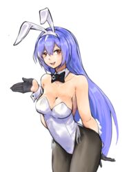  animal_ears black_gloves blue_hair bow bowtie breasts cleavage detached_collar fake_animal_ears fake_tail female girls&#039;_frontline gloves highres leotard long_hair medium_breasts official_alternate_costume open_clothes pantyhose playboy_bunny rabbit_ears side-tie_leotard simple_background solo strapless strapless_leotard tail tar-21_(girls&#039;_frontline) tar-21_(night_at_the_bar)_(girls&#039;_frontline) traditional_bowtie white_background white_leotard wrist_cuffs yellow_eyes zooanime 