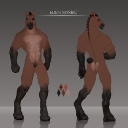  1:1 2019 5_fingers abs anthro biceps biped black_body black_eyebrows black_fur black_mane black_tail brown_body brown_fur color_swatch digital_media_(artwork) eden_myrric equid equine eyebrows feathering featureless_crotch fingers fur grey_background hi_res hooves horse looking_at_viewer looking_back male mammal mane model_sheet multicolored_body multicolored_fur muscular muscular_anthro muscular_male naturally_censored navel nipples nude obliques orange_eyes pecs pink_nipples serratus simple_background solo tail thescarletartist white_body white_fur 