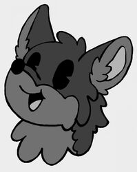  ambiguous_form ambiguous_gender bust_portrait canid canine canis fleischer_style_toon hi_res mammal monochrome portrait redgreenfluffball simple_background solo toony white_background wolf 