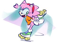  alpha_channel amy_rose anthro blehmaster7 bottomless classic_amy_rose classic_sonic_(universe) clothed clothing eulipotyphlan female fur gloves handwear heart_symbol hedgehog hi_res mammal motion_lines one_eye_closed pink_body pink_fur quad_skates roller_skates sega shirt solo sonic_the_hedgehog_(series) star_eyes topwear white_clothing white_gloves white_handwear wink 