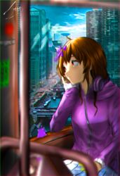  bad_link blob bow brown_eyes brown_hair bus bus_interior centi_(nimu) dress female hair_ornament hairbow hand_grip headphones headphones_around_neck highres indie_virtual_youtuber long_hair motor_vehicle nimu_(vtuber) sitting snupp_bot star_(symbol) star_hair_ornament vehicle_interior virtual_youtuber 