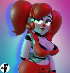  3d baby_(fnafsl) blush bra bra_cups_sticking_out circus_baby circus_baby_(fnaf) five_nights_at_freddy&#039;s five_nights_at_freddy&#039;s:_sister_location freckles green_eyes looking_at_viewer robot so87baby summer_of_87_baby tagme 