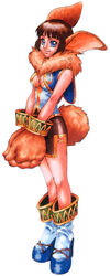 animal_humanoid boots breasts brown_hair chrono_cross cleavage clothed clothing demi_human female footwear hair humanoid janice_(chrono_cross) lagomorph lagomorph_humanoid leporid leporid_humanoid mammal mammal_humanoid official_art rabbit rabbit_humanoid short_hair solo standing yuuki_nobuteru