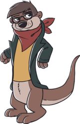 alpha_channel black_nose bottomless brown_body brown_fur brown_hair clothed clothing eyewear fur glasses hair kipper male mammal mustelid otter solo tail