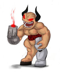 big_muscles black_hooves colored_sketch cyberdemon cybernetics cyborg demon demon_humanoid devil_(mickeymonster) doom_(series) glowing glowing_eyes gun_arm hooves horn horned_humanoid humanoid humanoid_hands id_software machine male mickeymonster microsoft muscular muscular_humanoid muscular_male not_furry nude open_mouth open_smile prosthetic prosthetic_leg prosthetic_limb ranged_weapon red_eyes rocket_launcher sharp_teeth simple_background sketch smile solo standing teeth toony weapon white_background