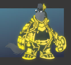 anthro black_nose canid canine canis male mammal neon_lights nickwolf simple_background slightly_chubby solo tail tron wolf