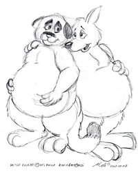 aldi anthro belly cougar duo felid feline hug kangaroo macropod male mammal marsupial mishi nude overweight roofus stare tail