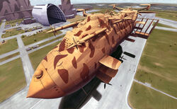 absurd_res air_base air_force aircraft airship armor camo cannon crowd detailed_background digital_media_(artwork) flying_fortress grandfathered_content grass group gun hangar hanger hi_res laputa:_castle_in_the_sky lyc machine military not_furry outside perspective plant ranged_weapon runway shaded tower turret vehicle weapon zero_pictured