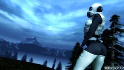 16:9 3d_(artwork) ass blue_theme cloud combine combine_assassin cool_colors cybernetics cyborg digital_media_(artwork) drakansix777 drsix777 dutch_angle female forest grass half-life half-life_2 half-life_2_beta hi_res humanoid machine mountain night not_furry outside overcast plant sky solo tree valve wallpaper widescreen