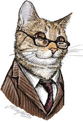 alternate_species ambiguous_gender british_broadcasting_corporation brown_body brown_eyes brown_fur brown_sclera business_suit businesswear clothed clothing digital_media_(artwork) doctor_who domestic_cat dress_shirt eyewear felid feline felis feral fur glasses half-length_portrait inner_ear_fluff jenny_parks long_mouth looking_at_viewer low_res mammal necktie no_sclera pink_nose portrait shirt signature simple_background snout solo stripes suit tenth_doctor the_doctor_(doctor_who) topwear tuft whiskers white_background white_body white_fur