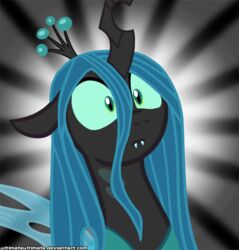 2012 arthropod blue_hair changeling crown fangs female feral friendship_is_magic green_eyes hair hasbro headgear horn insect_wings my_little_pony queen_chrysalis_(mlp) reaction_image shocked simple_background solo surprise teeth ultimateultimate what whitediamonds wings