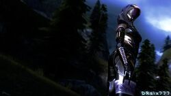 16:9 alien alien_humanoid bioware drakansix777 drsix777 electronic_arts female hi_res humanoid mass_effect night not_furry outside plant quarian rock sky solo tali&#039;zorah tree wallpaper widescreen wood