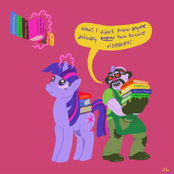 1:1 book dialogue doctor docwario duo english_text equid equine female feral friendship_is_magic fur hair hasbro hi_res horn human male mammal multicolored_hair my_little_pony mythological_creature mythological_equine mythology purple_body purple_fur purple_hair quadruped superjail! tail text twilight_sparkle_(mlp) two_tone_hair unicorn what