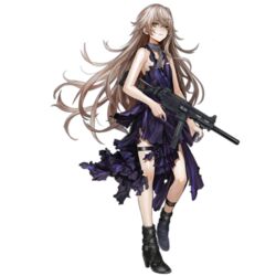  ankle_boots black_footwear boots breasts brown_hair closed_mouth damaged defeat dress female full_body girls&#039;_frontline gun h&amp;k_ump hair_between_eyes heckler_&amp;_koch high_heel_boots high_heels holding holding_gun holding_weapon infukun long_hair looking_at_viewer machine_gun military nail_polish official_alternate_costume official_art one_side_up purple_dress purple_nails scar scar_across_eye scar_on_face small_breasts solo standing submachine_gun thigh_strap torn_clothes torn_dress transparent_background ump45_(diamond_flower)_(girls&#039;_frontline) ump45_(girls&#039;_frontline) weapon yellow_eyes 