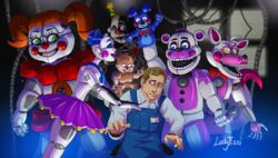  animatronic ballora_(fnafsl) bidybab_(fnafsl) circus_baby_(fnaf) digital_media_(artwork) ennard_(fnafsl) fiszi five_nights_at_freddy&#039;s funtime_foxy_(fnafsl) funtime_freddy_(fnafsl) hi_res humanoid machine male puppet_bonnie_(fnafsl) robot scott_cawthon scottgames sister_location 