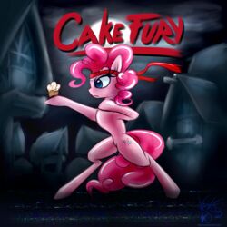  1:1 anthro blue_eyes conditional_dnp cupcake cutie_mark earth_pony english_text equid equine eyelashes female food friendship_is_magic hair hasbro hi_res hooves horse kung_fury mammal my_little_pony nude oksara pink_hair pinkie_pie_(mlp) pony solo text 