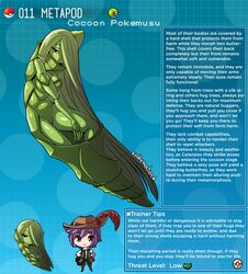  1girls 2020 character_profile character_sheet english_text female kinkymation metapod monster_girl nintendo page_11 page_number pok&eacute;mon_(species) pokemon pokemon-girl_encyclopedia pokemorph pokemusu profile tagme text text_box text_focus 