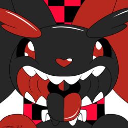  1:1 absurd_res generation_4_pokemon hi_res jester latex lopunny mac-daddy mouth_shot mythological_creature mythological_golem mythology nintendo open_mouth open_smile pokemon pokemon_(species) red_eyes smile symmetry tongue tongue_out uvula 