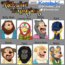  anthro ape avian beach_bear bear billy_bob_brockali bird bored brown_bear canid canine canis clothed clothing creative_engineering_incorporated digital_media_(artwork) disgust domestic_dog dook_larue earl_schmerle english_text fatz_geronimo_(character) female fur gorilla grizzly_bear group haplorhine hi_res kotobuki529 looney_bird male mammal mitzi_mozzarella mouse murid murine polar_bear primate rodent rolfe_dewolfe scared shocked showbiz_pizza_place text the_rock-afire_explosion ursine white_body white_fur wolf 