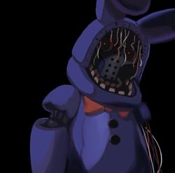  2018 animatronic black_background bow_tie digital_media_(artwork) five_nights_at_freddy&#039;s five_nights_at_freddy&#039;s_2 hi_res kotobuki529 lagomorph leporid machine male mammal rabbit robot scottgames simple_background solo teeth withered_bonnie_(fnaf) 