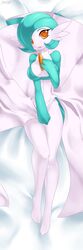 1:3 2014 breasts dakimakura dakimakura_design eyelashes female gardevoir generation_3_pokemon hi_res jiayi looking_at_viewer lying mammal nintendo not_furry on_back orange_eyes pokemon pokemon_(species) shiny_pokemon solo