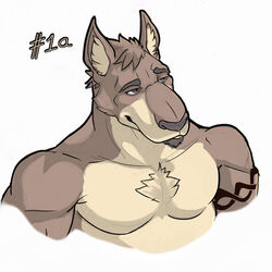 1:1 anthro athletic biceps body_hair brown_body brown_fur chest_hair chest_tuft clothed clothing fur hair hi_res kangaroo macropod male mammal marsupial monchi muscular muscular_anthro muscular_male ozzy_fitch pecs pose solo tattoo topless tuft