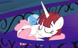 16:10 alicorn beavernator cutie_mark duo equid equine feathered_wings feathers female feral friendship_is_magic hasbro horn lauren_faust lauren_faust_(character) mammal my_little_pony mythological_creature mythological_equine mythology trixie_(mlp) white_body white_feathers widescreen wings