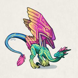 2014 abigfathen ambiguous_gender claws colorful_theme dragon feathered_dragon feathered_scalie feathered_wings feathers feral flight_rising green_eyes horn mythological_creature mythological_scalie mythology scalie simple_background solo tail white_background wildclaw_dragon wings