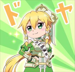  armor blonde_hair blush_stickers braid breastplate chibi commentary_request faulds female green_eyes hair_between_eyes hair_ornament hands_on_own_hips highres ken-ji leafa leafa_(terraria) long_hair more_deban ponytail sash sheath sheathed side_braids smile solo sparkle sword sword_art_online sword_art_online:_alicization sword_art_online:_alicization_-_war_of_underworld twin_braids verdurous_anima very_long_hair weapon 