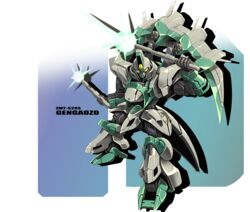  character_name chibi dual_wielding gengaozo gundam highres holding holding_weapon mecha mobile_suit no_humans robot science_fiction sibelurabbi solo third_eye victory_gundam weapon yellow_eyes zanscare 