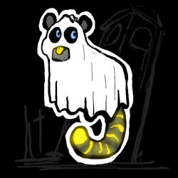  1:1 ambiguous_form ambiguous_gender blue_eyes felid fur ghost_costume grey_body grey_ears grey_fur grey_tail hufnaar looking_aside mammal markings pantherine solo striped_markings striped_tail stripes tail tail_markings tiger tongue tongue_out toony yellow_tail yellow_tongue 