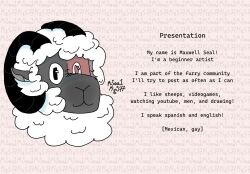  anthro bovid caprine english_text fur heart_symbol male mammal mseal mseal_kgs77 open_species presentation sheep solo text wool_(fur) 