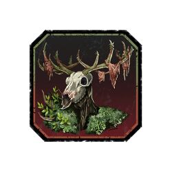  1:1 2025 alpha_channel ambiguous_anthro ambiguous_gender anthro antlers black_border bone border brown_antlers brown_background brown_body bust_portrait colored crossover dead_by_daylight deer digital_drawing_(artwork) digital_media_(artwork) elemental_creature empty_eye_sockets english_description flora_fauna horn hybrid icon leshen light lighting mammal moss multicolored_body official_art plant portrait shaded simple_background skull skull_head solo spirit teeth the_witcher undead unknown_artist 