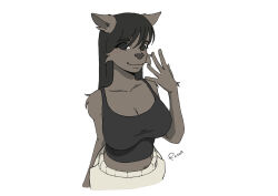  anthro blush canid canine canis female fox hi_res mammal reseainjune shy solo teasing wolf 