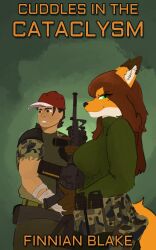  absurd_res anthro black_hair breasts brown_eyes brown_hair cammo clothing duo ears_up eyebrows eyelashes female gorgonwriting green_eyes gun hair hat headgear headwear hi_res human human_on_anthro interspecies looking_at_viewer male mammal ranged_weapon smile smiling_at_viewer tail teeth teeth_showing text weapon wearing_hat 