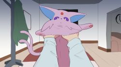  2026 absurd_res ambiguous_gender buta99 digital_drawing_(artwork) digital_media_(artwork) duo eeveelution espeon feral fingers fur generation_2_pokemon hair hi_res looking_at_viewer nintendo pawpads paws pokemon pokemon_(species) tail teeth 