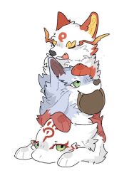  ambiguous_gender blue_body blue_fur campfire_cooking_in_another_world_with_my_absurd_skill canid canine canis chibi fel_(campfire_cooking) fur green_eyes group kusunoki's_garden_of_gods madara_(natsume_yuujinchou) mammal natsume's_book_of_friends red_body red_fur source_request trio unknown_artist white_body white_fur wolf yamagami_(kusunoki's_garden_of_gods) 